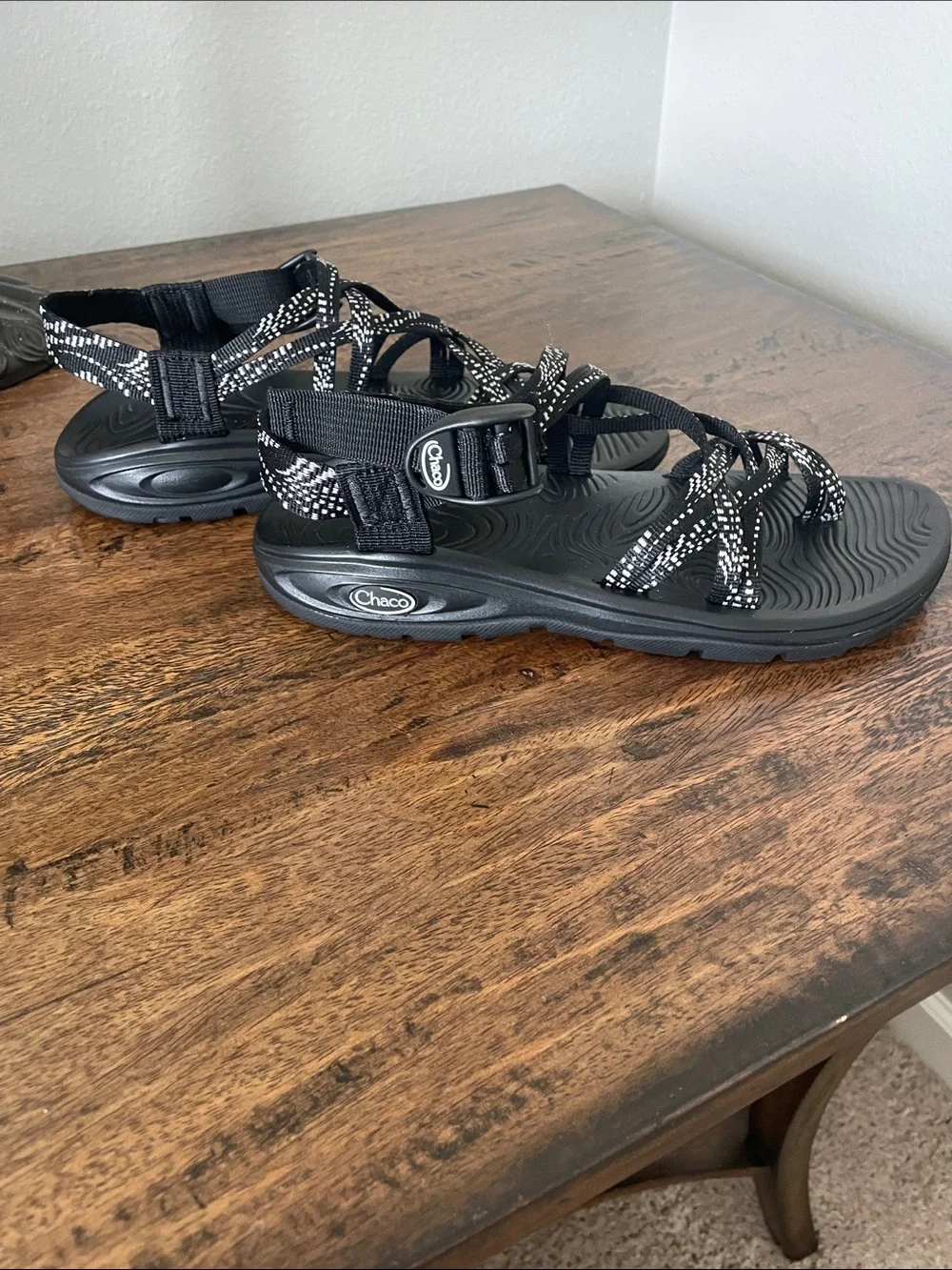 Chaco Black and White Patterned Strappy Women's Sandals